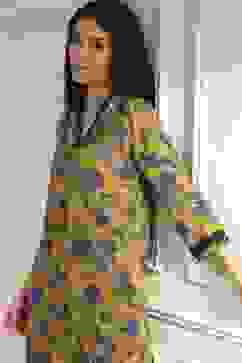 Mustard Yellow Printed Straight Kurta image number 6