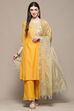 Mustard Polyester Straight Suit Set image number 0