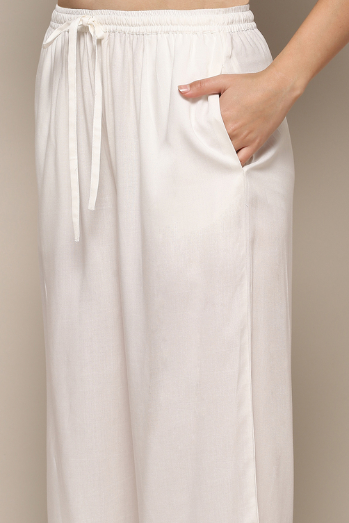 Pink Rayon flax Relaxed Kurta Palazzo Suit Set image number 2