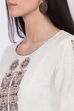 Off White Cotton Flax A-Line Kurta image number 1