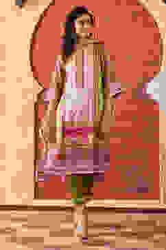 Green Silk Straight Kurta Slim Pant Suit Set image number 0