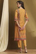 Moss Green Cotton Floral Printed Straight Suit Set image number 4