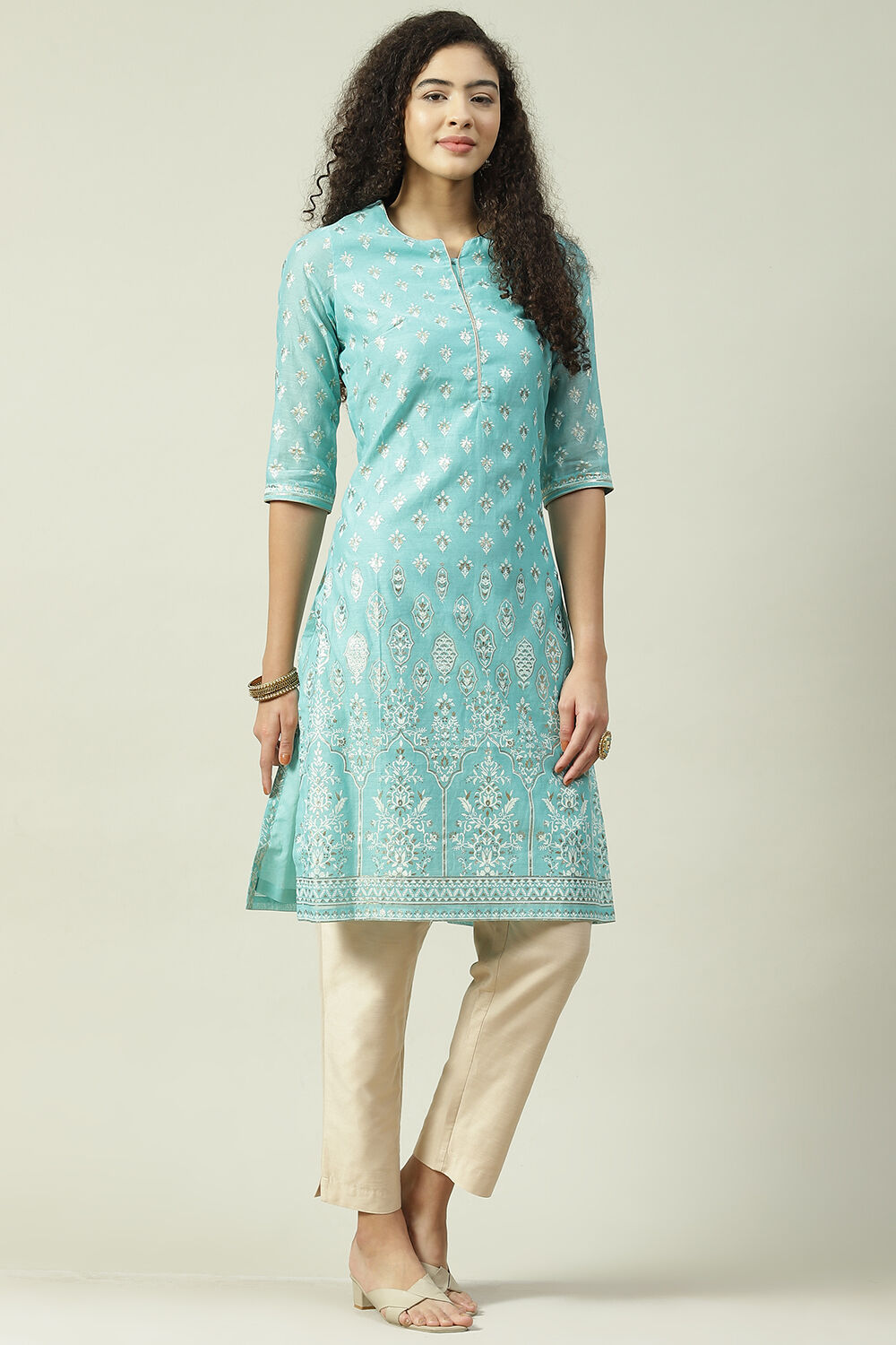 Yellow Art Silk Straight Kurta image number 3