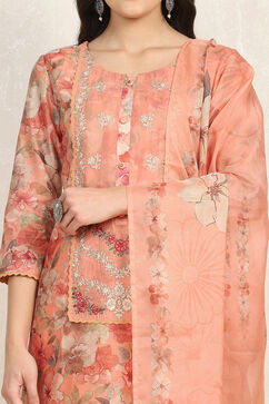 Peach Muslin Unstitched Suit Set image number 2