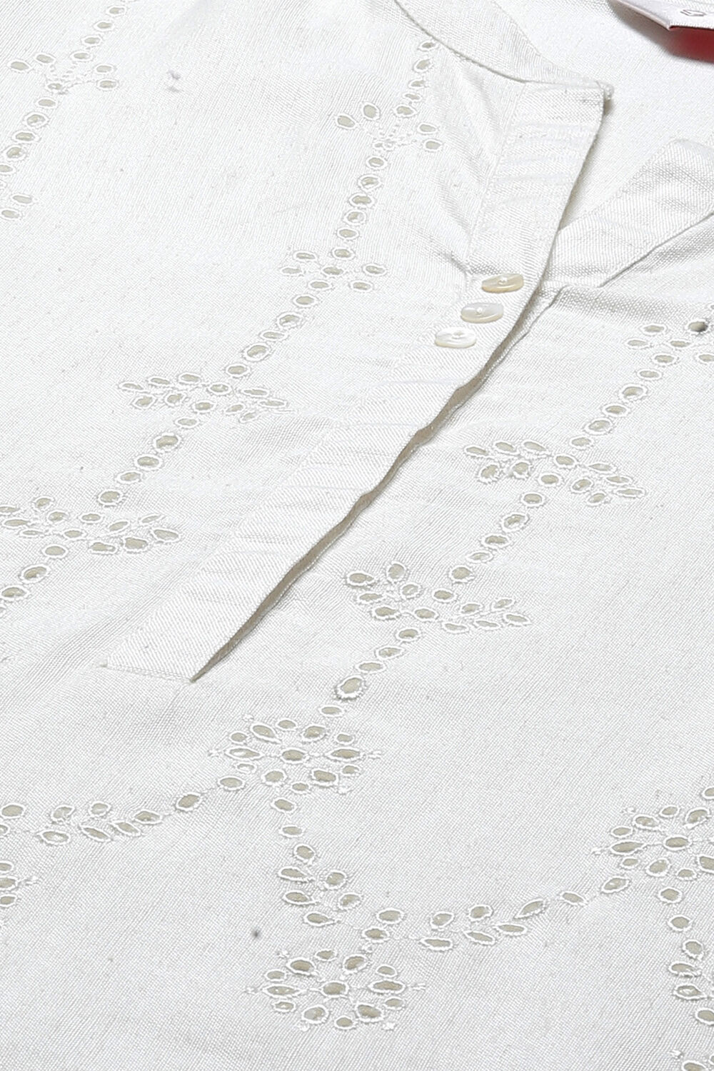 Natural White LIVA Short Solid Kurti image number 1