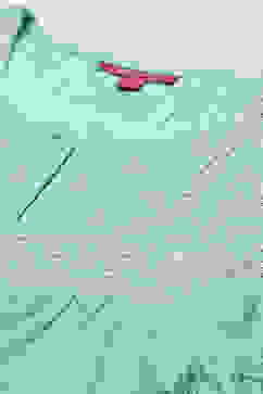 Turquoise Cotton Blend Tiered Kurta Churidar Suit Set image number 1