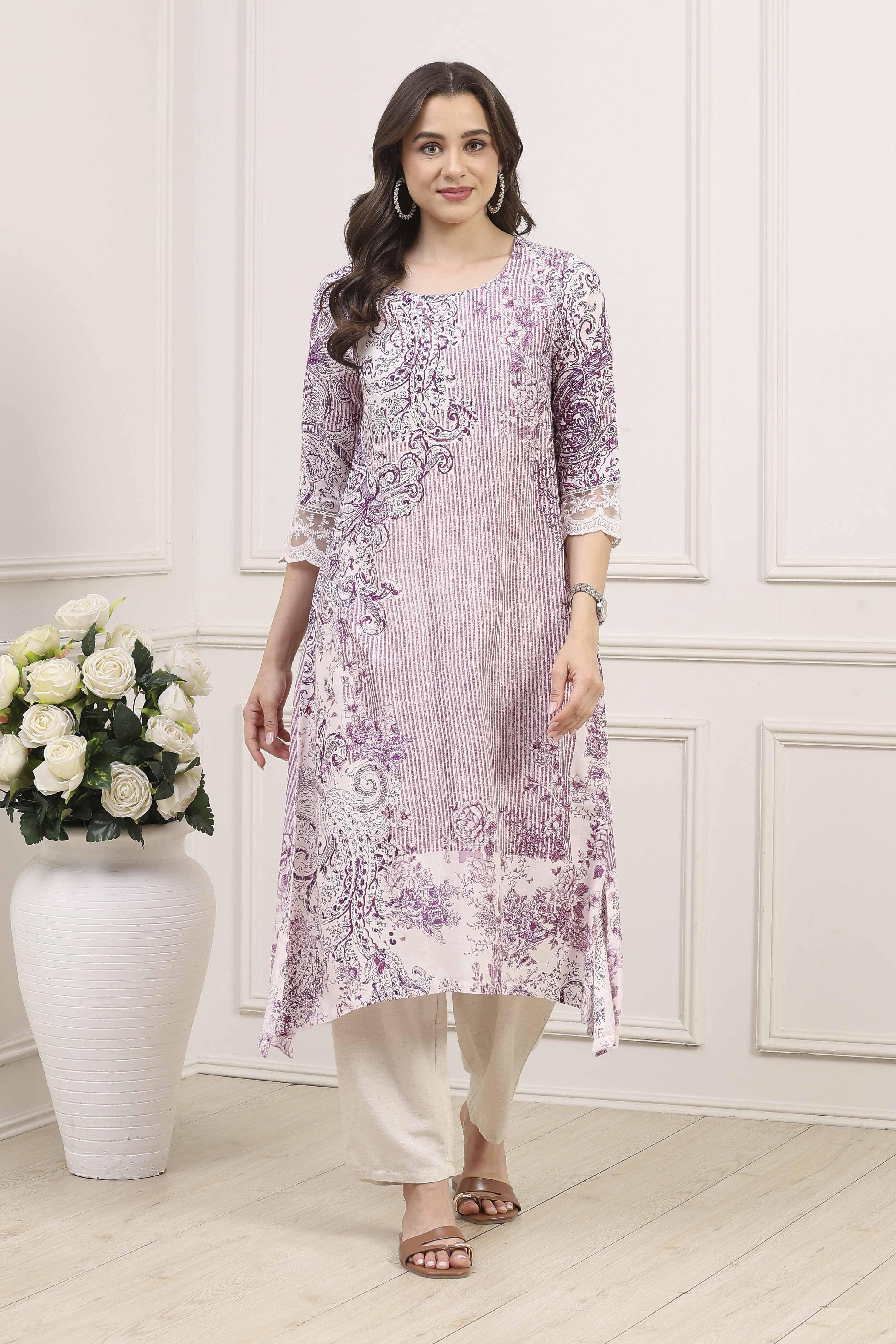 Green Viscose Rayon Printed Straight Kurta image number 0