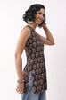 Black Cotton Printed Loose Short Kurti image number 4