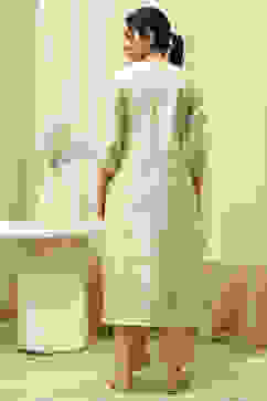 Beige Chanderi Jamdani Unstitched Suit Set image number 6