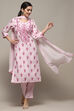 Pink Rayon Straight Suit Set