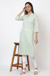Ivory Cotton Straight Yarndyed Kurta image number 0