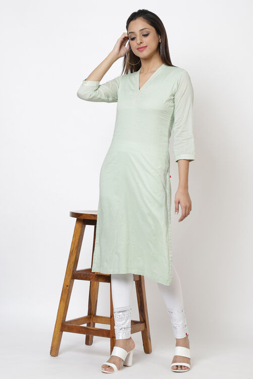 Ivory Cotton Straight Yarndyed Kurta image number 0