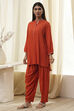 Burnt Orange Straight Solid Co-ord Set image number 3