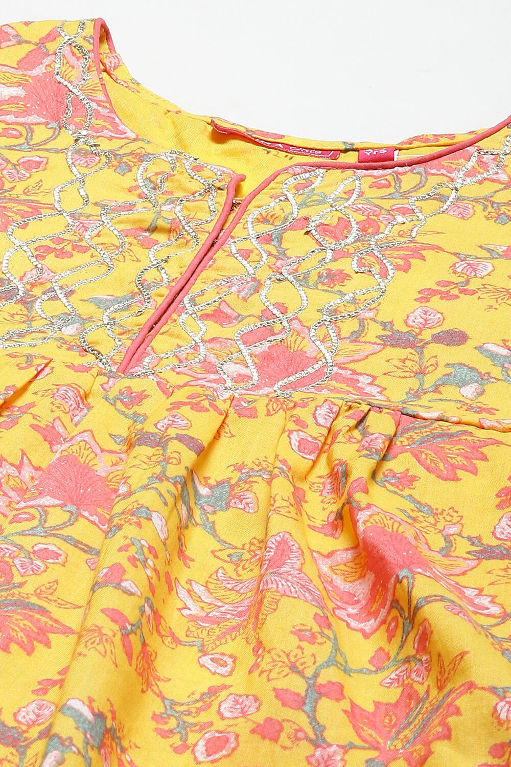 Yellow Cotton Flared Printed Kurta Set image number 1