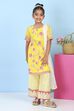 Yellow Cotton Printed Straight Suit Set image number 6