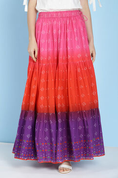 Red Cotton Tiered Skirt image number 0