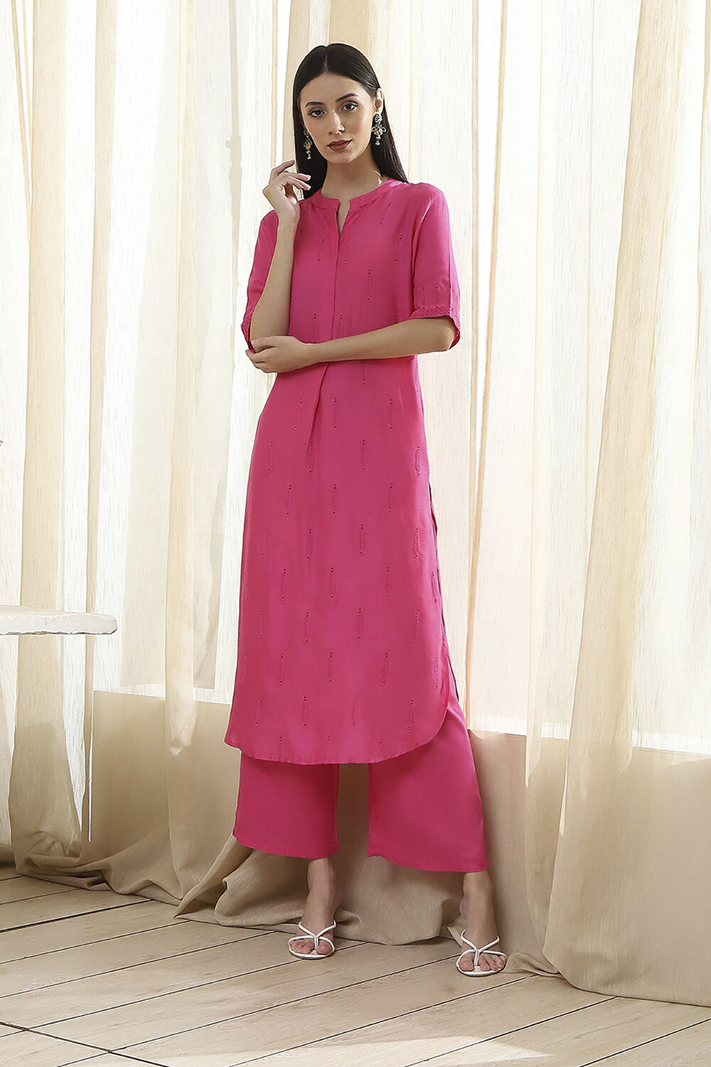 Blush Pink Straight Kurta Set image number 0