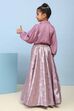 Lilac Polyester Flared Lehenga Set image number 4