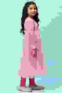 Pink Net Anarkali Kurta and Churidar Suit Set image number 8