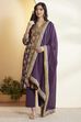 Purple Cotton Asymmetric Suit Set image number 4