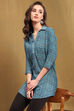 Blue Floral Printed Straight Kurti image number 6