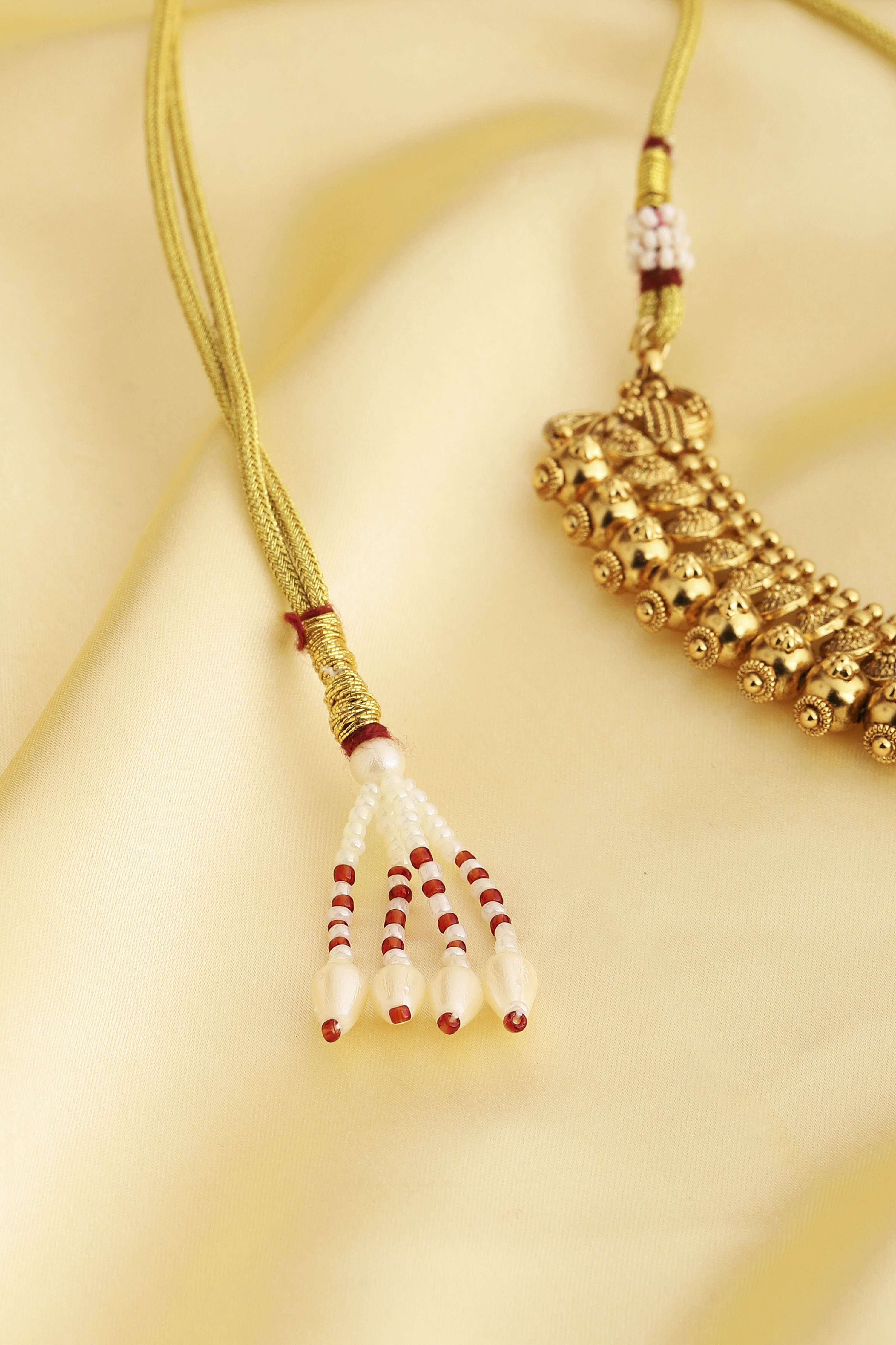 Gold Brass Necklace Set image number 5