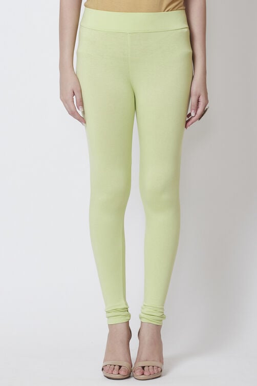Moss Green Viscose Lycra Solid Leggings image number 3