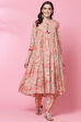 Dusky Peach Cotton Modal Flared Kurta Palazzo Suit Set