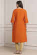Orange Viscose Rayon Straight Kurta image number 3