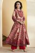 Rust Cotton Anarkali Kurta Pants Set image number 4