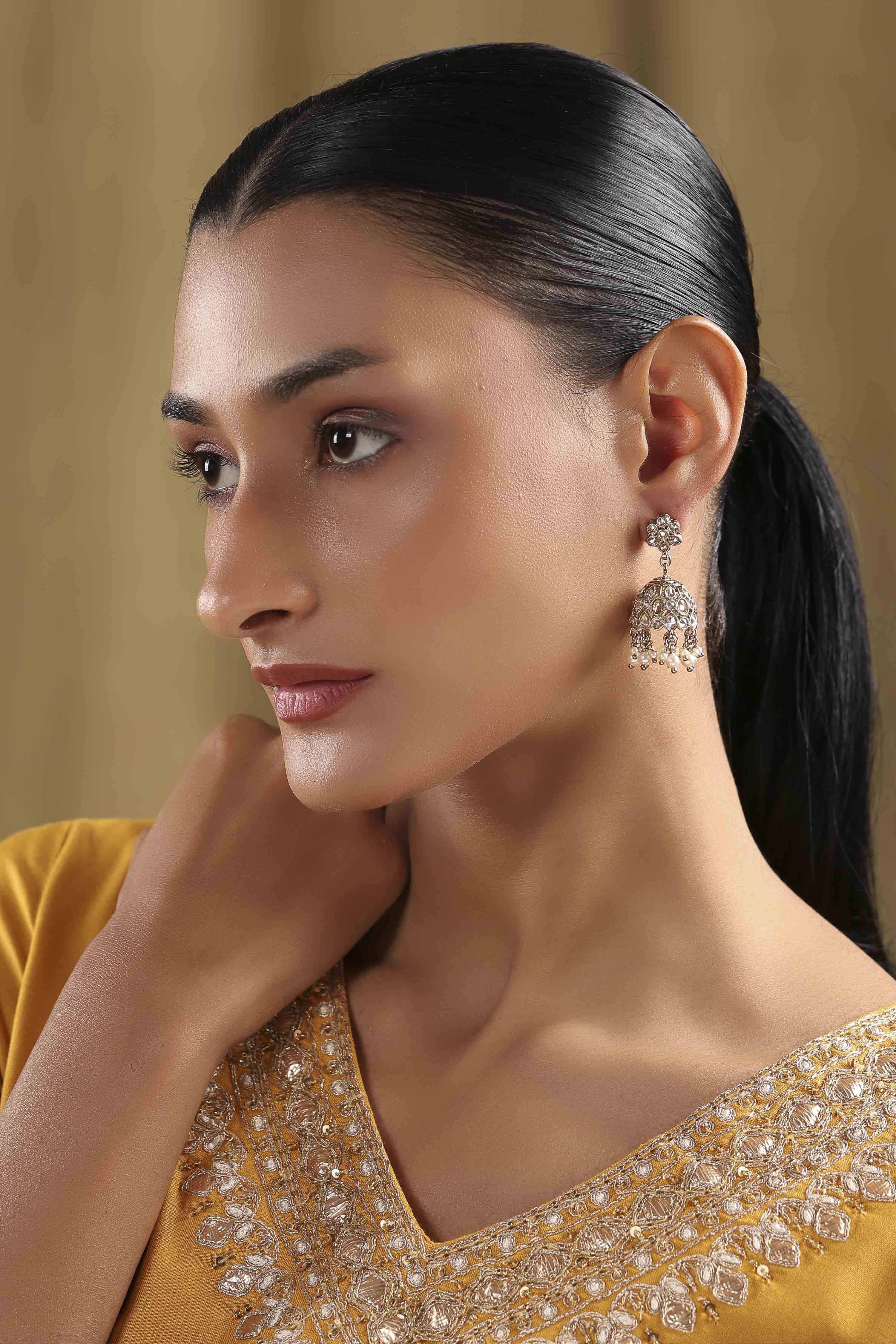 Champagne Alloy Jhumka image number 3