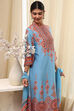 Dull Blue Printed Straight Suit Set image number 7
