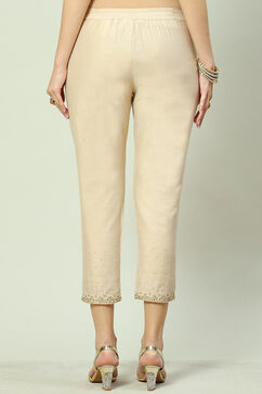Gold Art Silk Cotton Narrow Pant image number 4