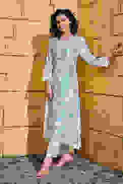 Blue Viscose Straight Kurta image number 2