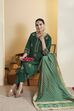Green Poly Viscose Slub Embroidered Straight Kurta Set