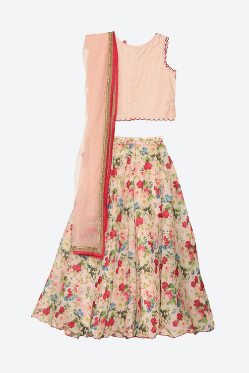 Pastel Pink Art Silk Lehenga Set image number 2