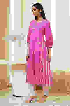 Pink Modal Printed A-Line Kurta image number 6