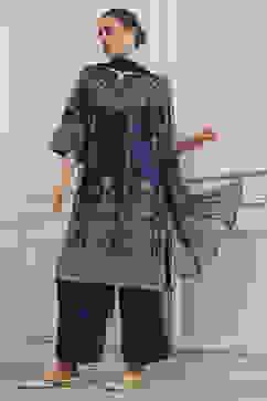 Blue Printed Straight Suit Set image number 0