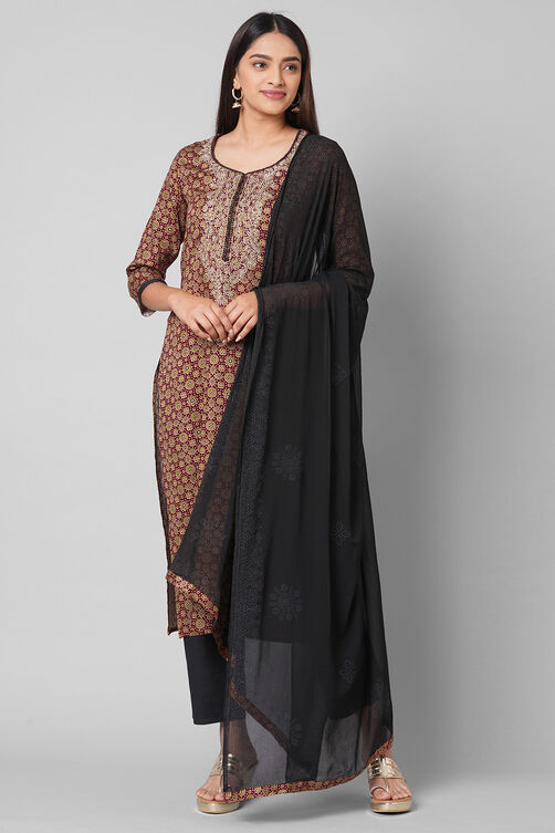 Black Satin Easy Stitch Suit Set image number 0