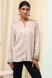 Honey Beige Viscose Rayon Printed Shirt image number 5