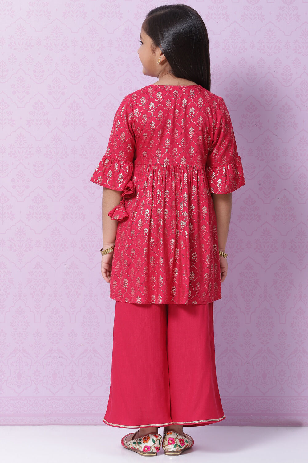 Lime Yellow Rayon Flared Printed Kurta image number 4