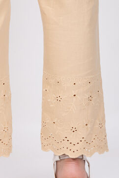 Beige Cotton Flax Pants image number 1