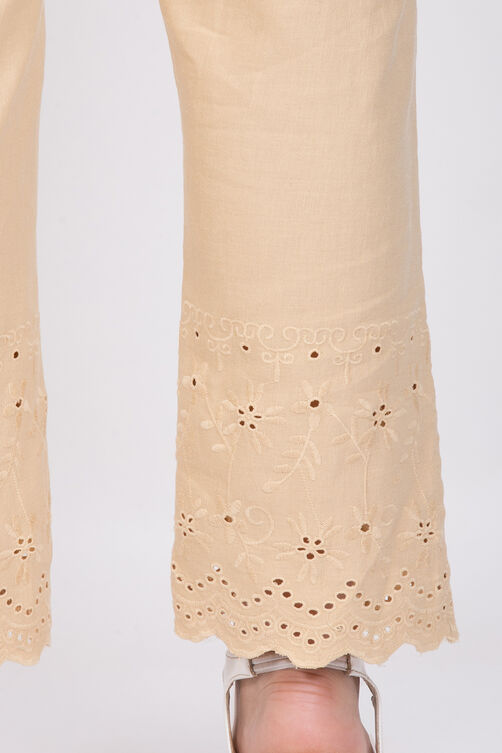Off White Cotton Flax Pants image number 1