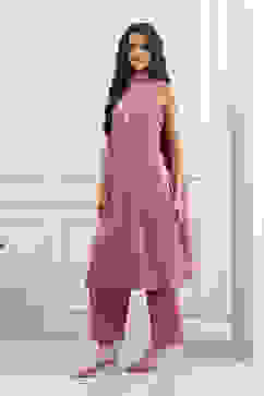 Pink Cotton Straight Suit Set image number 4