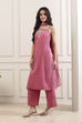 Pink Cotton Straight Suit Set image number 4