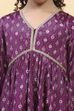 Purple Viscose Rayon Printed Peplum Suit Set image number 1