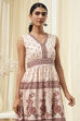 White and Rust Cotton Tiered Dress image number 1