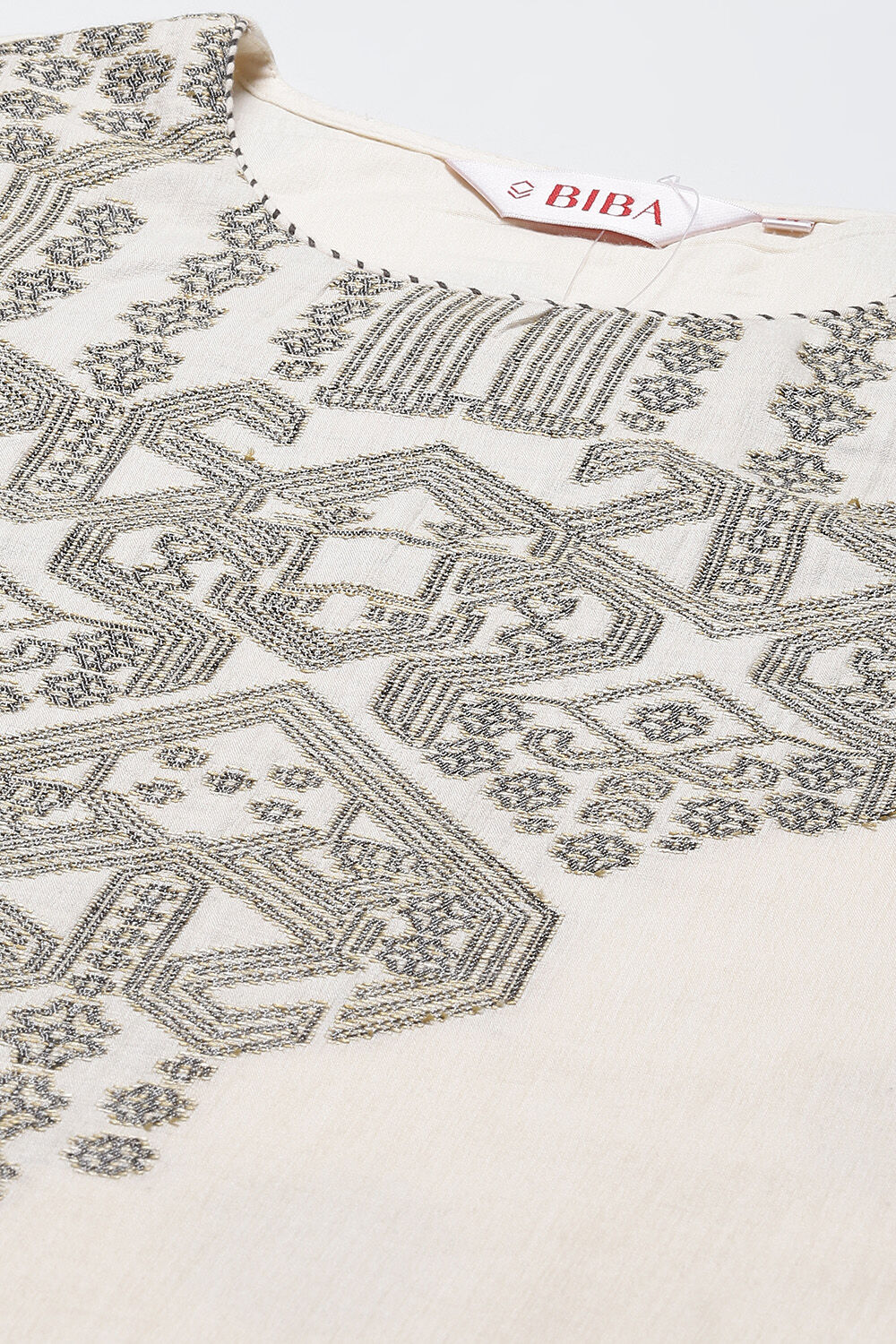 Black Beige Art Silk Straight Kurta image number 1