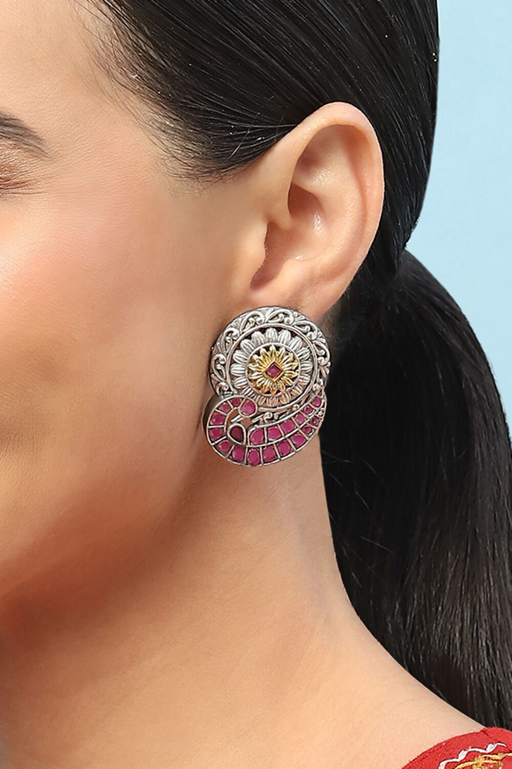 Pink Brass Earrings image number 1