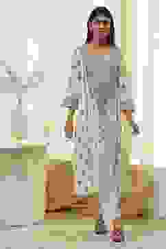 Cream-Colored Printed Straight Kurta image number 5